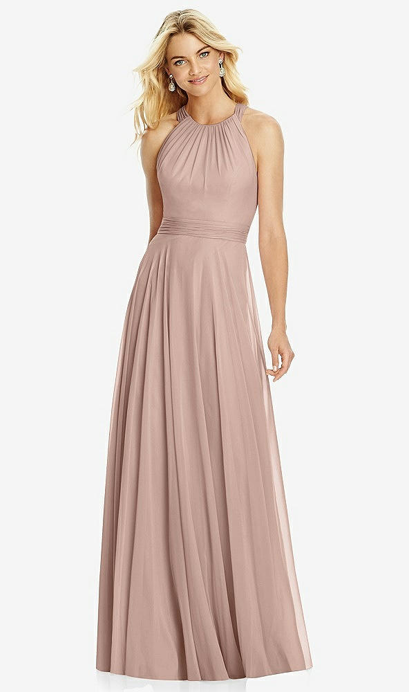 Front View - Neu Nude Cross Strap Open-Back Halter Maxi Dress