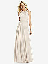 Front View Thumbnail - Oat Cross Strap Open-Back Halter Maxi Dress