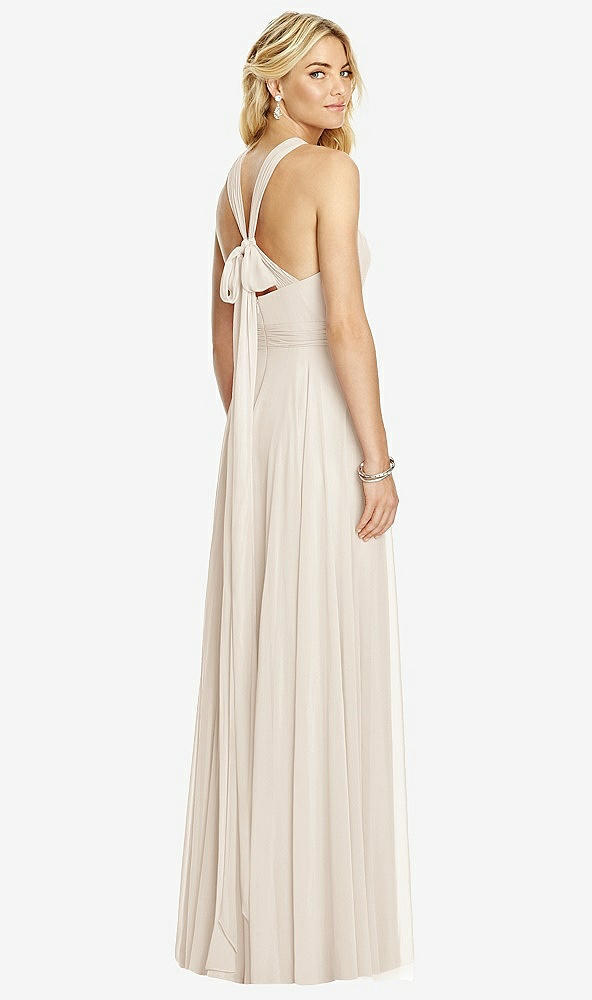 Back View - Oat Cross Strap Open-Back Halter Maxi Dress