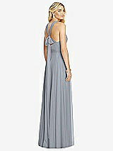 Rear View Thumbnail - Platinum Cross Strap Open-Back Halter Maxi Dress