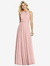 Front View Thumbnail - Rose - PANTONE Rose Quartz Cross Strap Open-Back Halter Maxi Dress