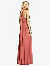 Rear View Thumbnail - Coral Pink Cross Strap Open-Back Halter Maxi Dress