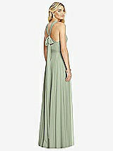 Rear View Thumbnail - Sage Cross Strap Open-Back Halter Maxi Dress