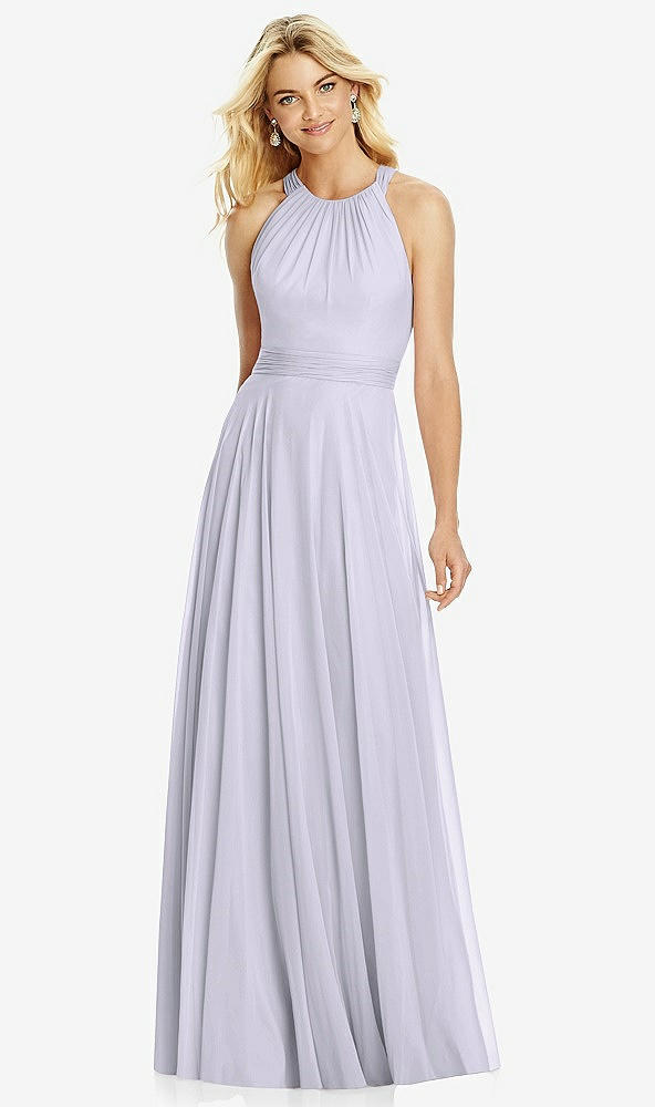 Front View - Silver Dove Cross Strap Open-Back Halter Maxi Dress