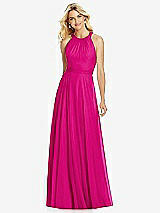 Front View Thumbnail - Think Pink Cross Strap Open-Back Halter Maxi Dress