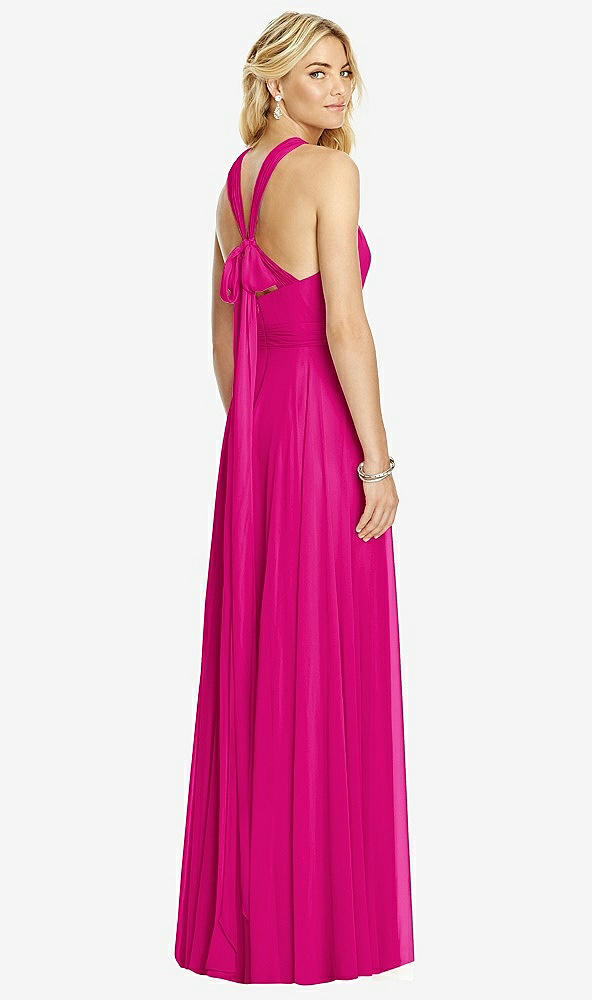 Back View - Think Pink Cross Strap Open-Back Halter Maxi Dress