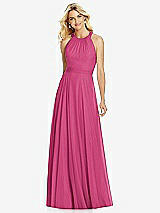 Front View Thumbnail - Tea Rose Cross Strap Open-Back Halter Maxi Dress