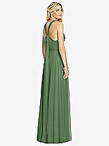 Rear View Thumbnail - Vineyard Green Cross Strap Open-Back Halter Maxi Dress