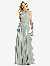 Front View Thumbnail - Willow Green Cross Strap Open-Back Halter Maxi Dress