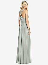 Rear View Thumbnail - Willow Green Cross Strap Open-Back Halter Maxi Dress