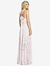 Rear View Thumbnail - Watercolor Print Cross Strap Open-Back Halter Maxi Dress