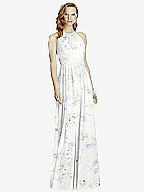 Front View Thumbnail - Bleu Garden Cutout Open-Back Shirred Halter Maxi Dress