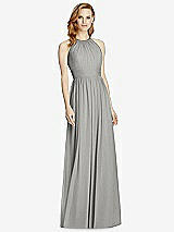 Front View Thumbnail - Chelsea Gray Cutout Open-Back Shirred Halter Maxi Dress