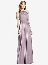 Front View Thumbnail - Lilac Dusk Cutout Open-Back Shirred Halter Maxi Dress