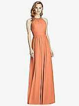 Front View Thumbnail - Sweet Melon Cutout Open-Back Shirred Halter Maxi Dress