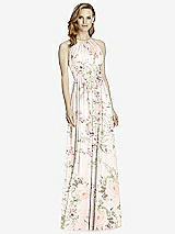 Front View Thumbnail - Blush Garden Cutout Open-Back Shirred Halter Maxi Dress