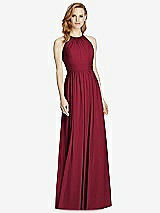 Front View Thumbnail - Burgundy Cutout Open-Back Shirred Halter Maxi Dress