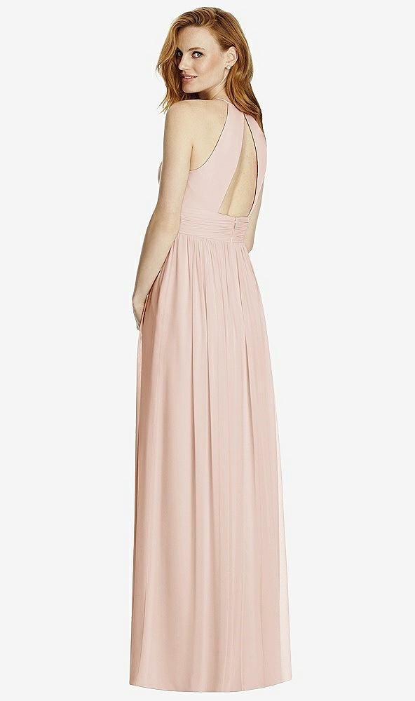 Back View - Cameo Cutout Open-Back Shirred Halter Maxi Dress