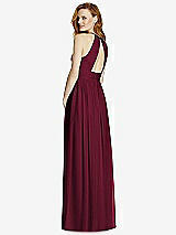 Rear View Thumbnail - Cabernet Cutout Open-Back Shirred Halter Maxi Dress