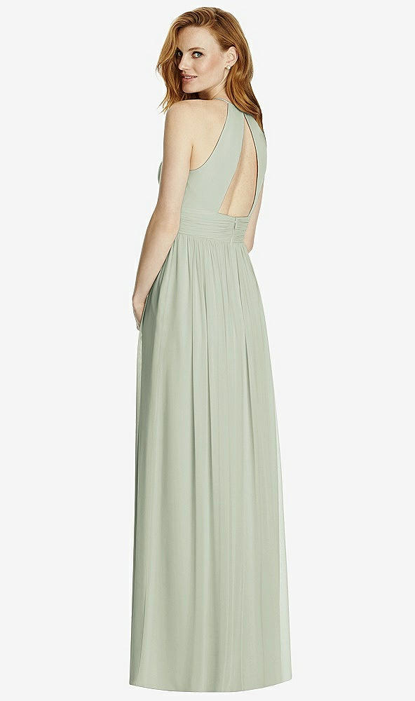 Back View - Celadon Cutout Open-Back Shirred Halter Maxi Dress