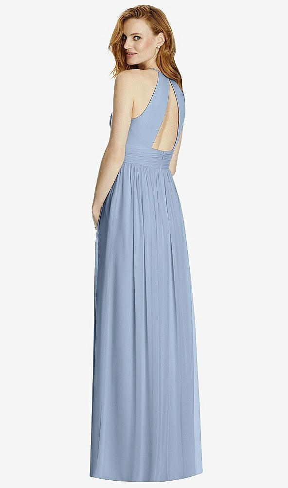 Back View - Cloudy Cutout Open-Back Shirred Halter Maxi Dress