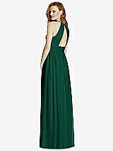 Rear View Thumbnail - Hunter Green Cutout Open-Back Shirred Halter Maxi Dress