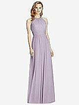 Front View Thumbnail - Lilac Haze Cutout Open-Back Shirred Halter Maxi Dress