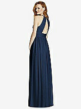 Rear View Thumbnail - Midnight Navy Cutout Open-Back Shirred Halter Maxi Dress