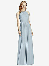 Front View Thumbnail - Mist Cutout Open-Back Shirred Halter Maxi Dress