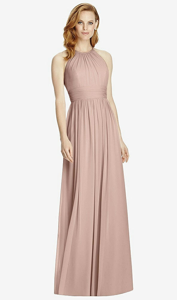 Front View - Neu Nude Cutout Open-Back Shirred Halter Maxi Dress