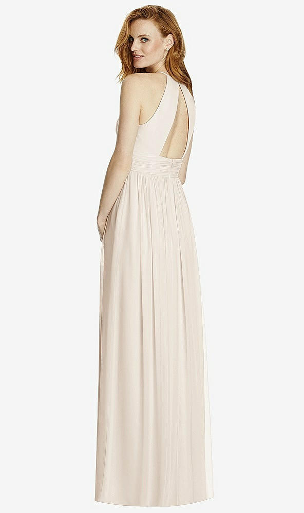 Back View - Oat Cutout Open-Back Shirred Halter Maxi Dress