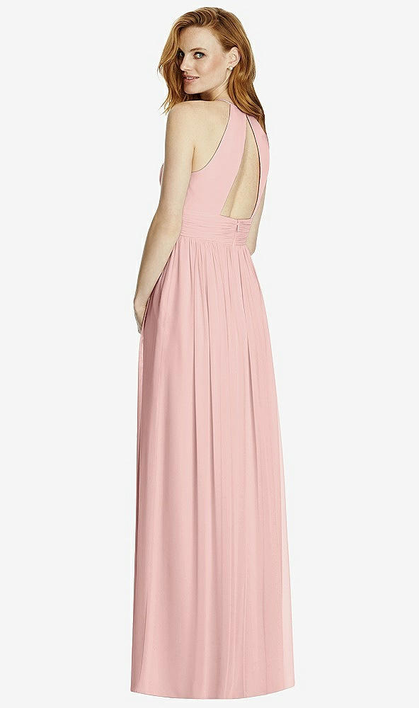 Back View - Rose - PANTONE Rose Quartz Cutout Open-Back Shirred Halter Maxi Dress