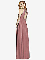 Rear View Thumbnail - Rosewood Cutout Open-Back Shirred Halter Maxi Dress