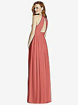 Rear View Thumbnail - Coral Pink Cutout Open-Back Shirred Halter Maxi Dress