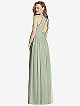 Rear View Thumbnail - Sage Cutout Open-Back Shirred Halter Maxi Dress