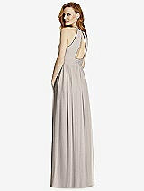 Rear View Thumbnail - Taupe Cutout Open-Back Shirred Halter Maxi Dress