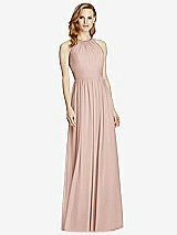 Front View Thumbnail - Toasted Sugar Cutout Open-Back Shirred Halter Maxi Dress