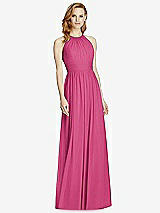 Front View Thumbnail - Tea Rose Cutout Open-Back Shirred Halter Maxi Dress