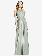 Front View Thumbnail - Willow Green Cutout Open-Back Shirred Halter Maxi Dress