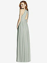 Rear View Thumbnail - Willow Green Cutout Open-Back Shirred Halter Maxi Dress