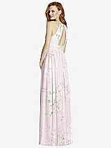 Rear View Thumbnail - Watercolor Print Cutout Open-Back Shirred Halter Maxi Dress