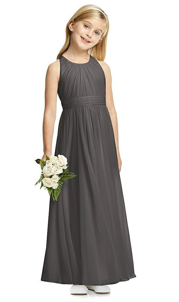 Front View - Caviar Gray Flower Girl Dress FL4054