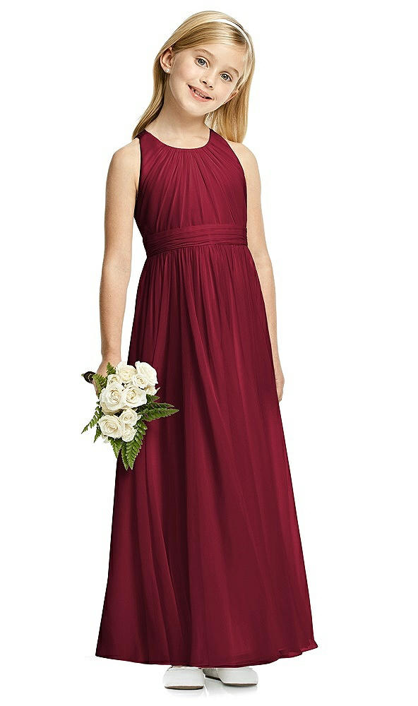 Front View - Burgundy Flower Girl Dress FL4054