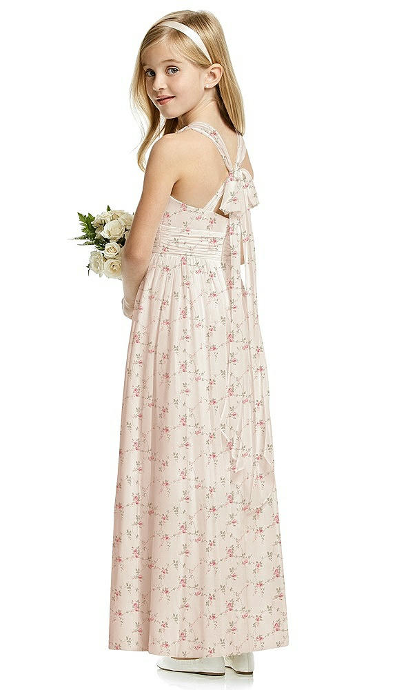 Back View - Coquette Floral Print Flower Girl Dress FL4054