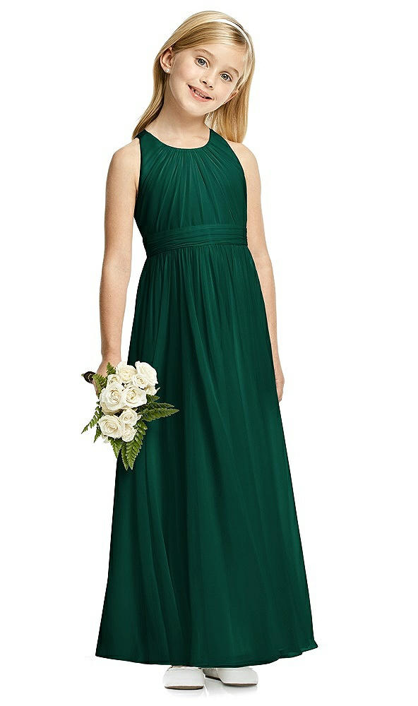 Front View - Hunter Green Flower Girl Dress FL4054