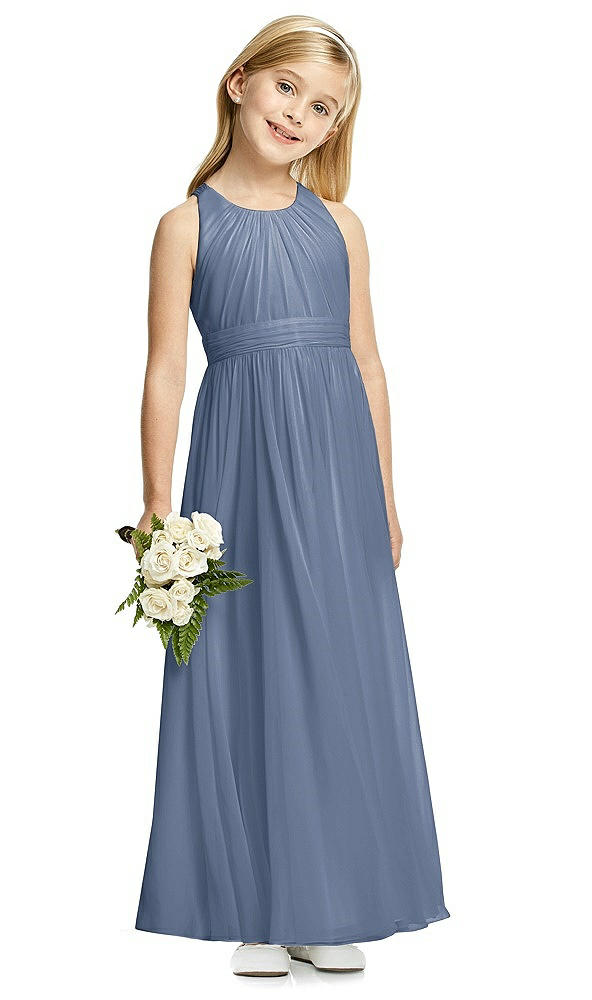 Front View - Larkspur Blue Flower Girl Dress FL4054