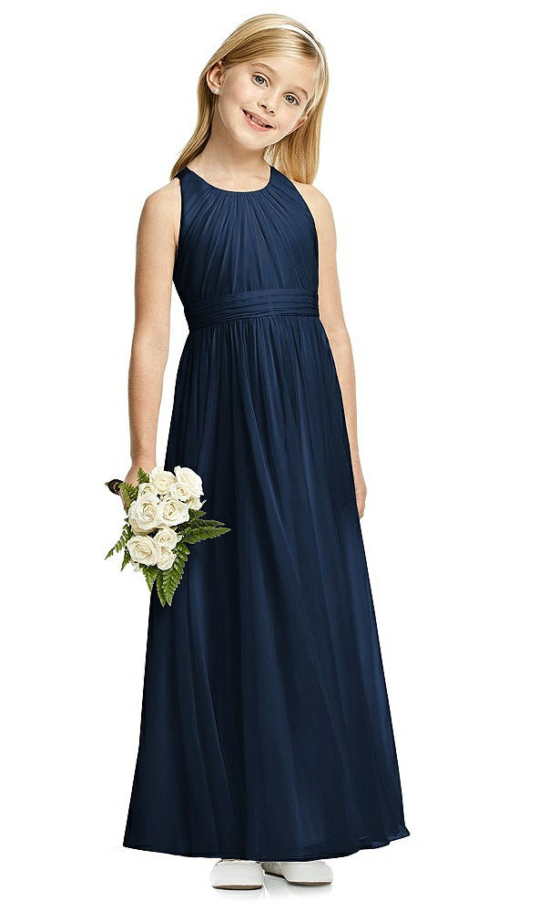 Front View - Midnight Navy Flower Girl Dress FL4054