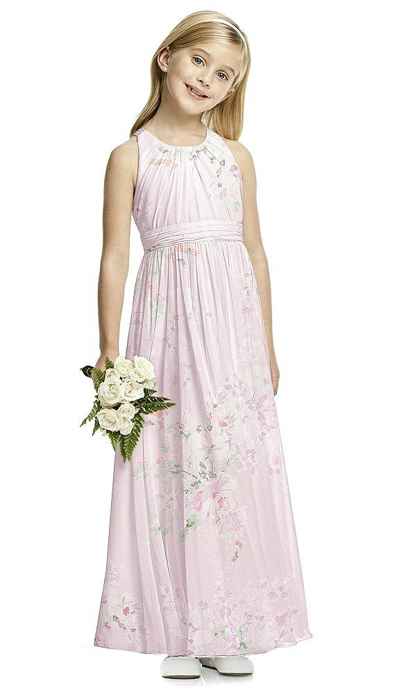 Front View - Watercolor Print Flower Girl Dress FL4054