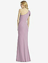 Alt View 2 Thumbnail - Suede Rose Bowed One-Shoulder Trumpet Gown