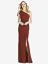 Alt View 1 Thumbnail - Auburn Moon Bowed One-Shoulder Trumpet Gown